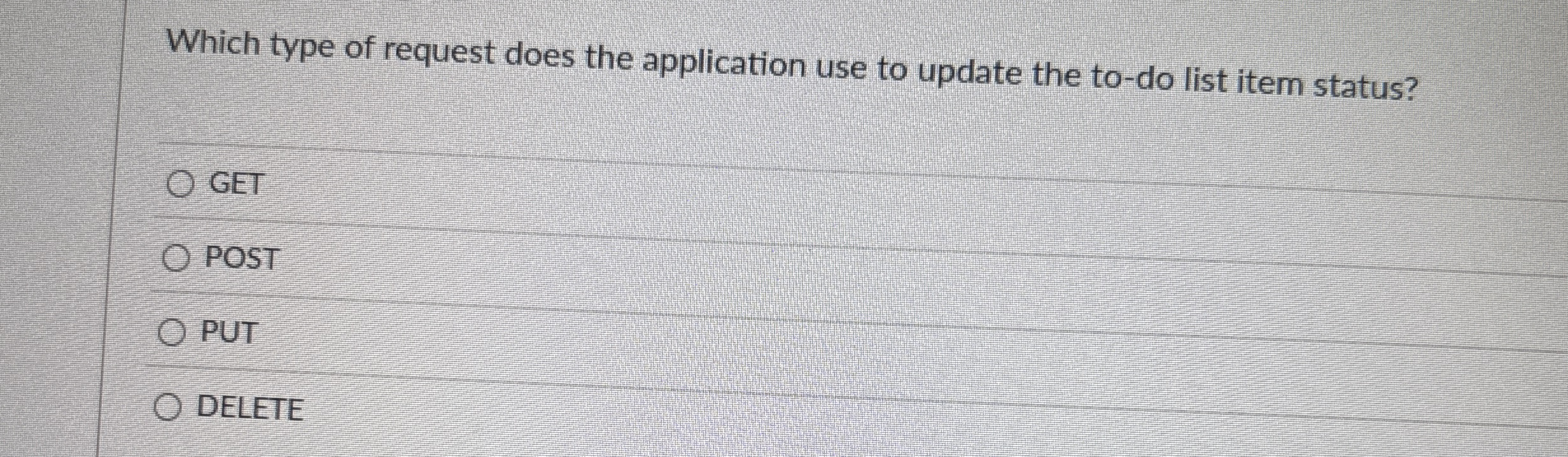 Which type of request does the application use to