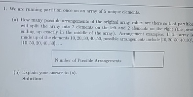 We are running partition once on an array of 5