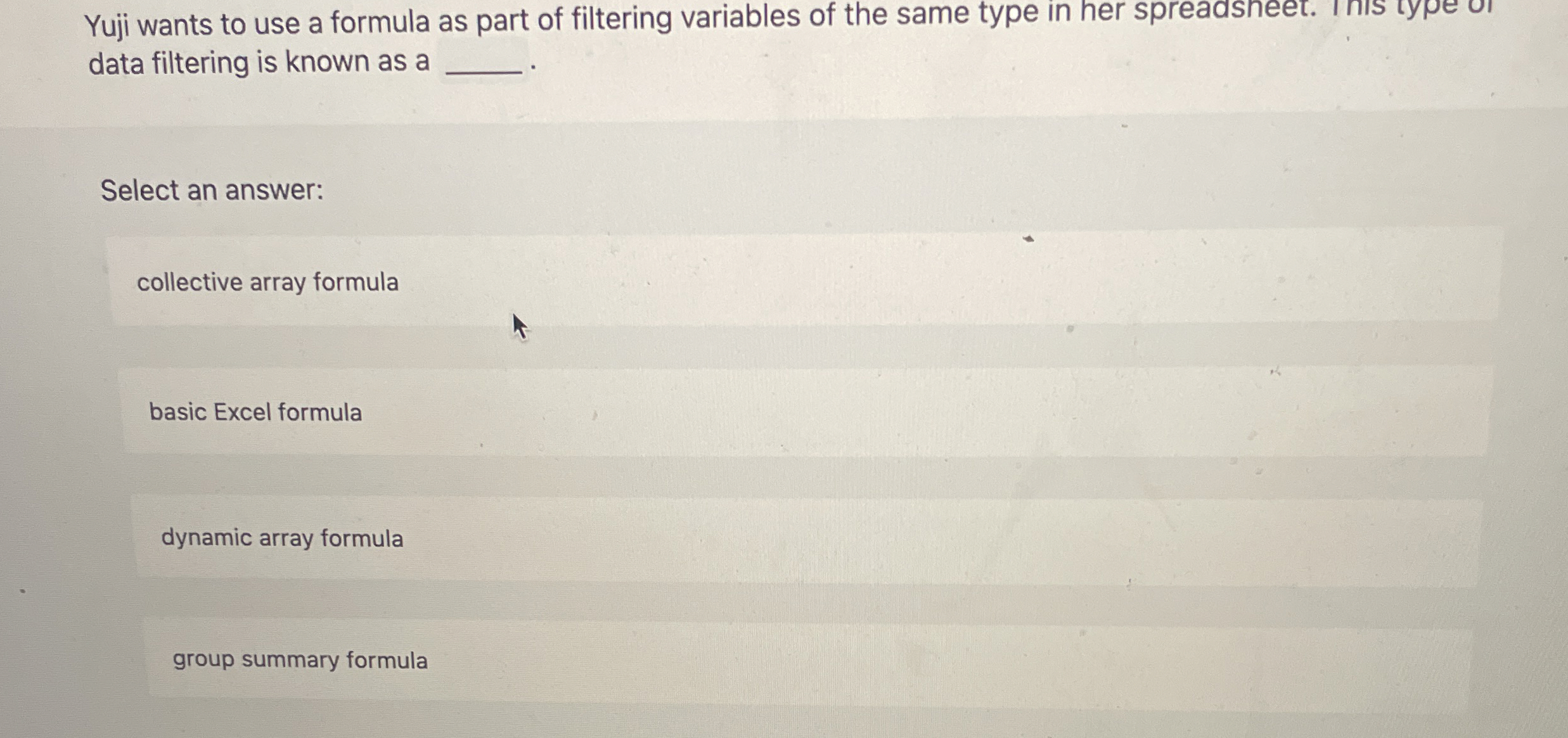Yuji wants to use a formula as part of filtering
