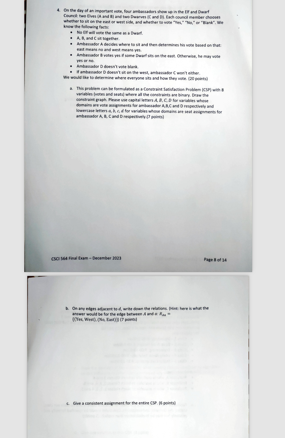 4 . On the day of na important vote, four