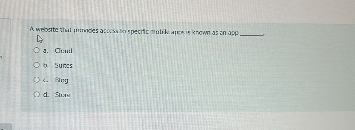 A website that provides access to specific mobile