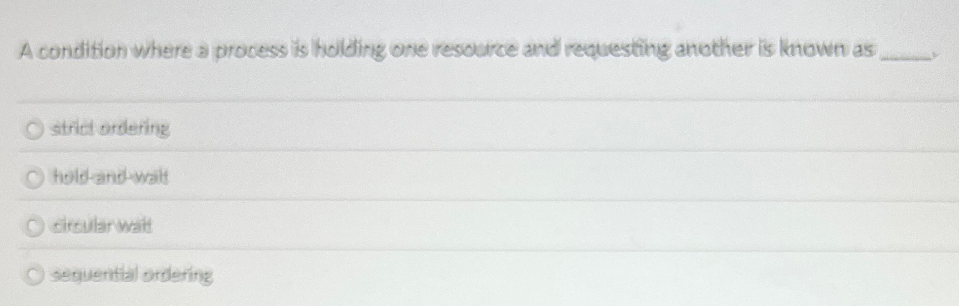 A condition where a process is holding one