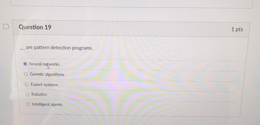 Question 1 9 are pattern detection programs.