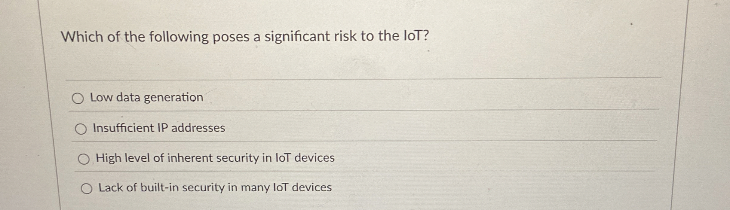 Which of the following poses a significant risk