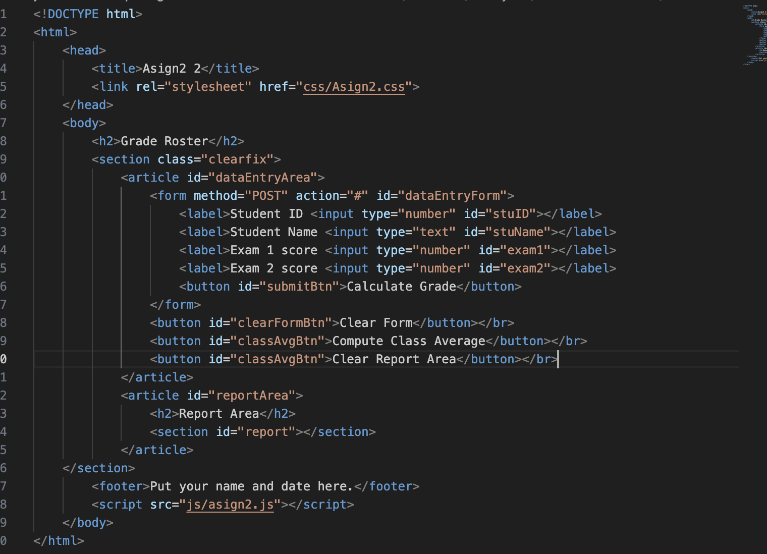 I need help with this assignment, html page looks
