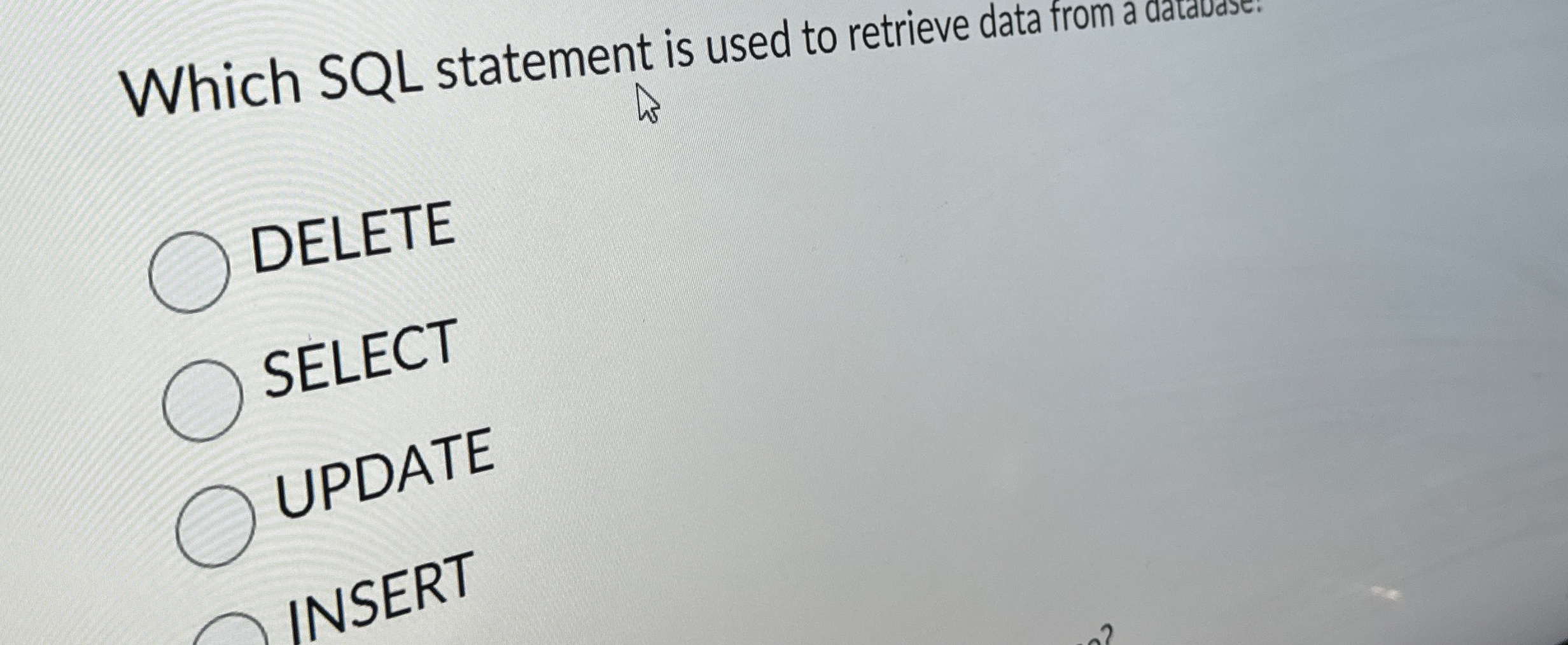 Which SQL statement is used to retrieve data from
