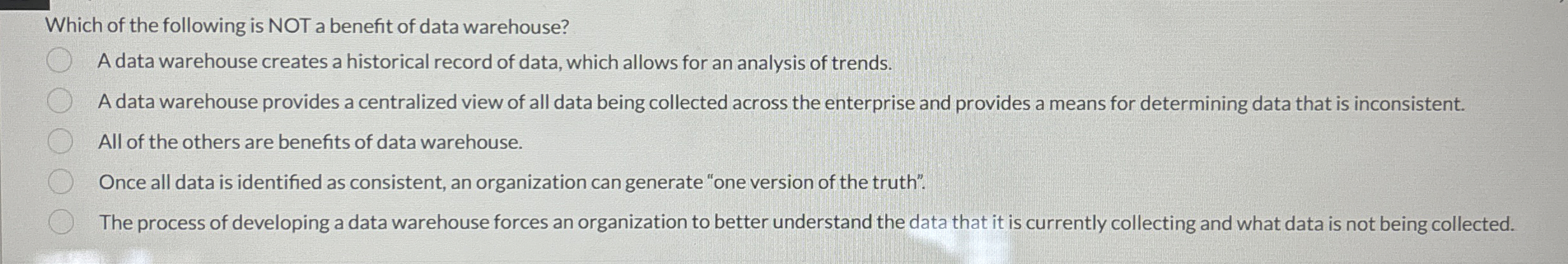 Which of the following is NOT a benefit of data