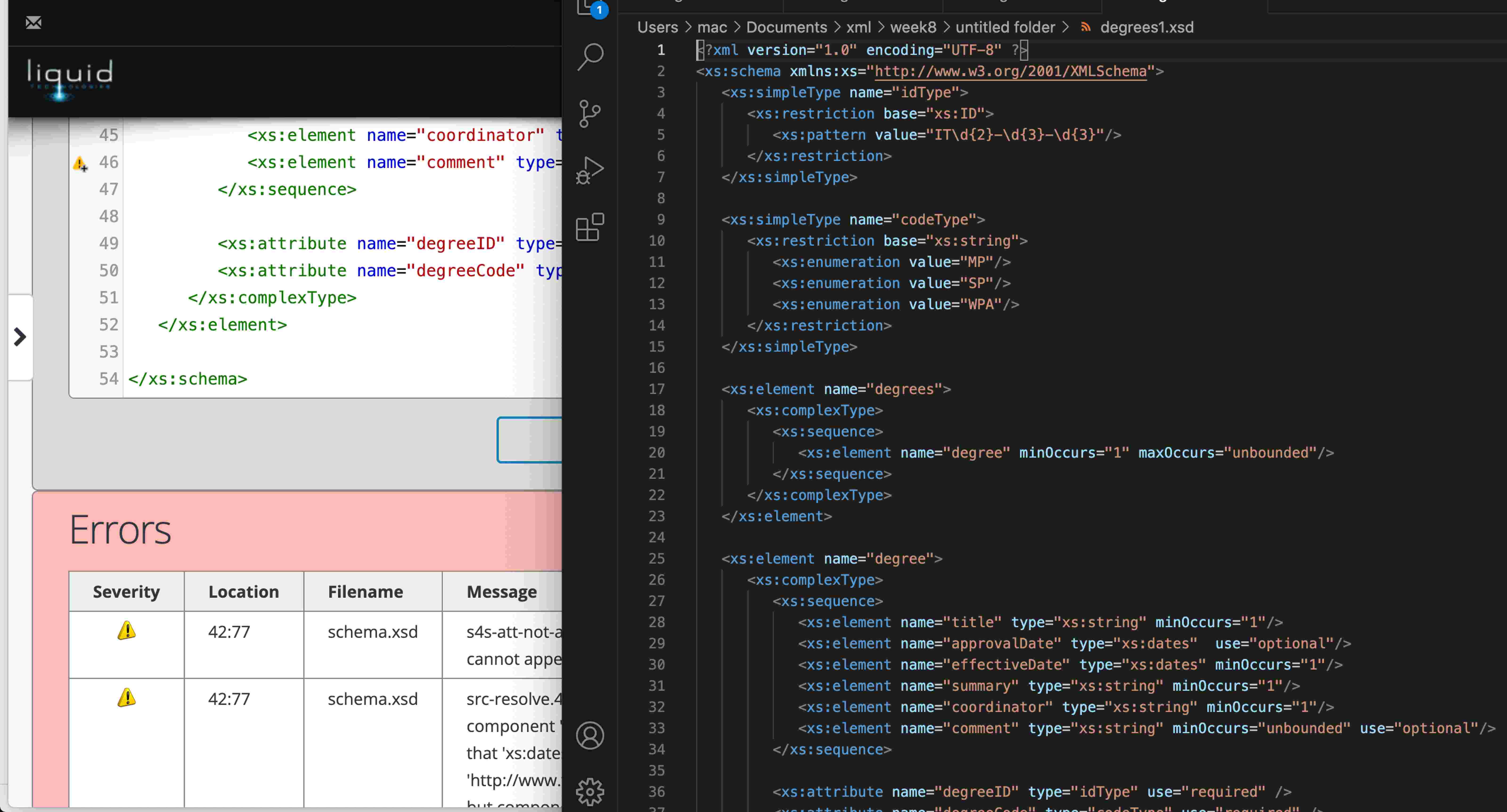 I got some errors when I validate this xml file,