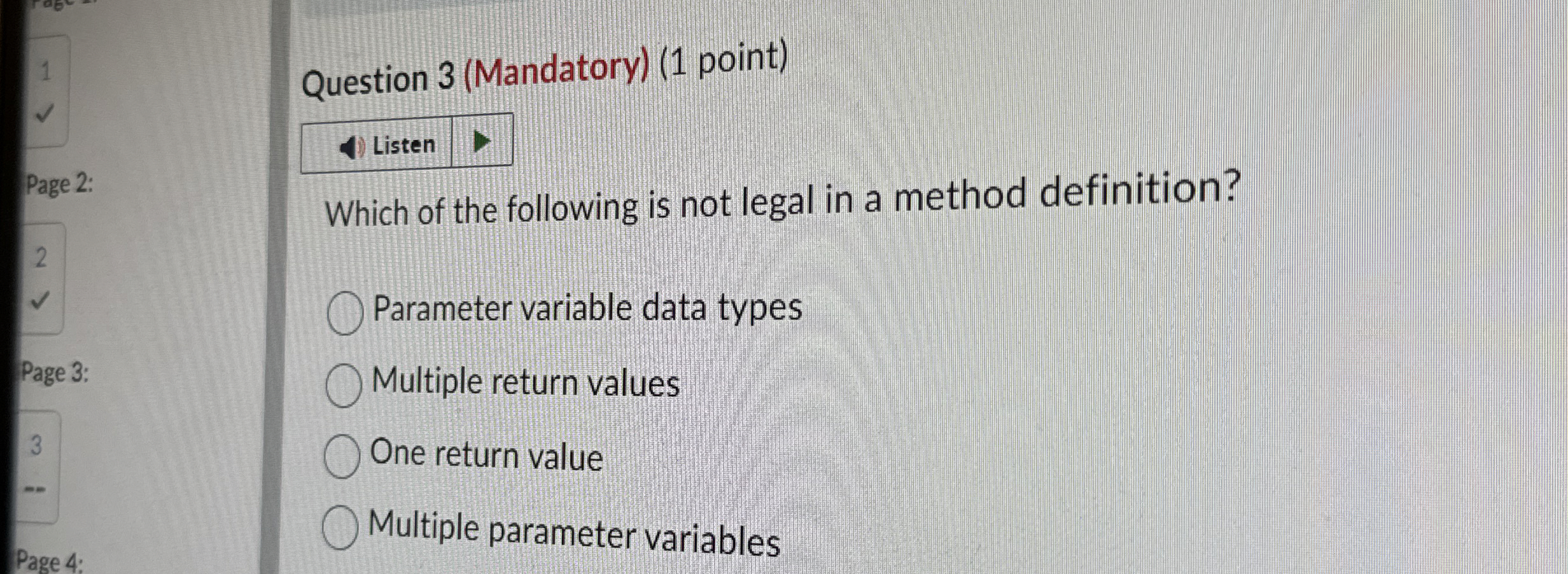 Question 3 ( Mandatory ) ( 1 point ) Which of the
