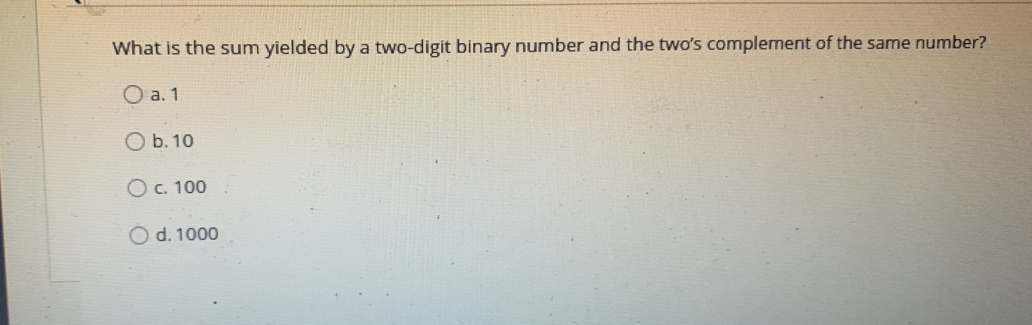 What is the sum yielded by a two - digit binary