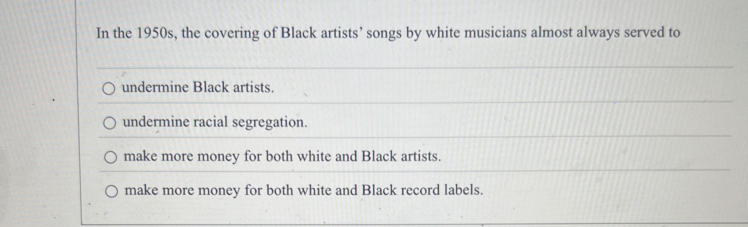 In the 1 9 5 0 s , the covering of Black artists'