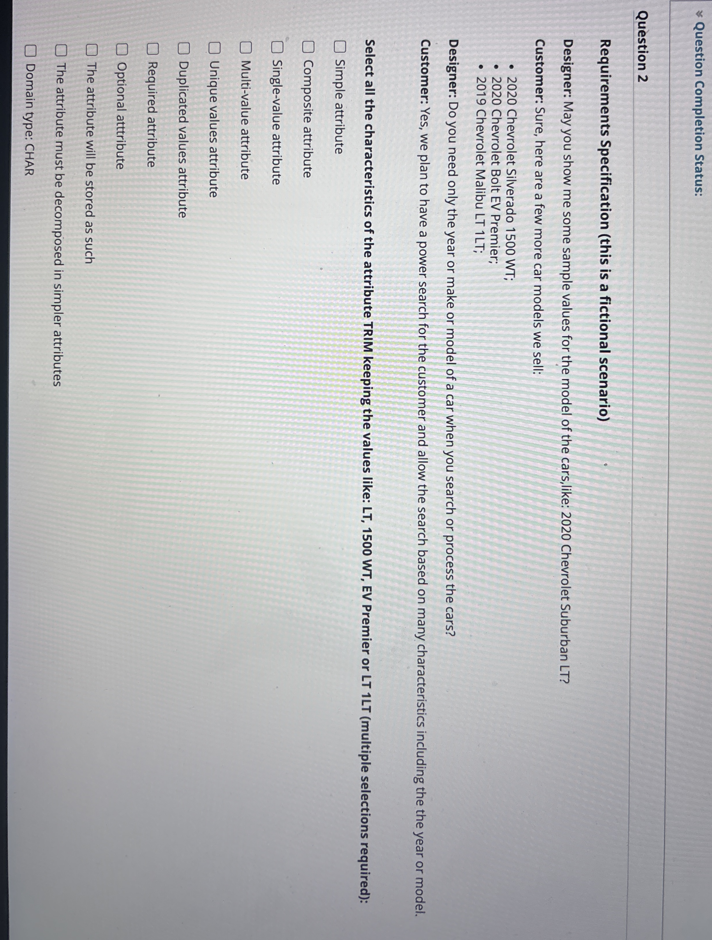 Question 2 Requirements Specification ( this is a