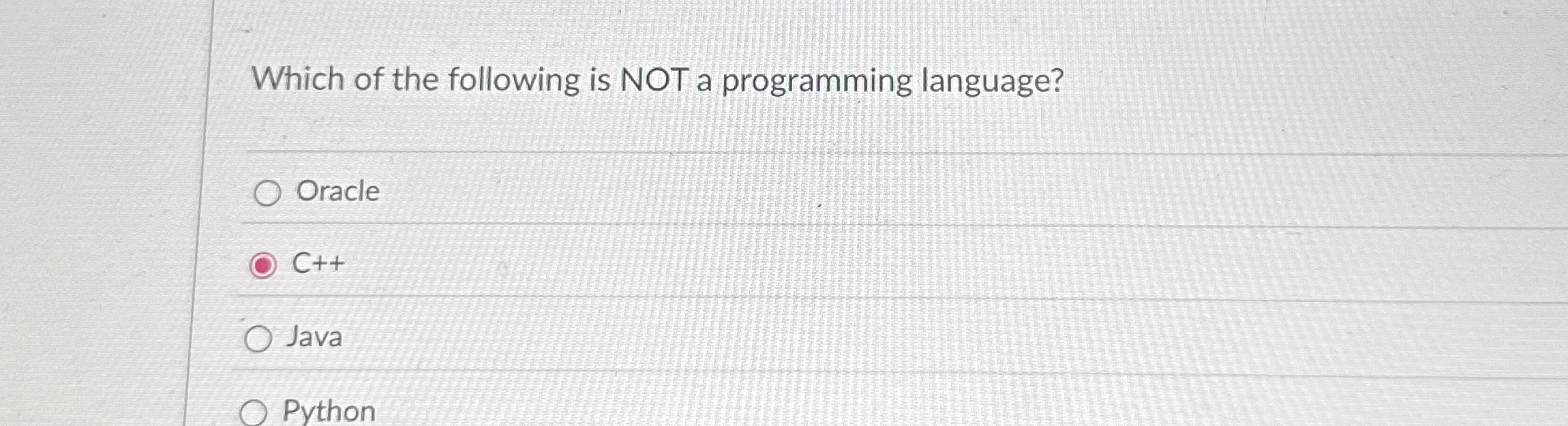Which of the following is NOT a programming