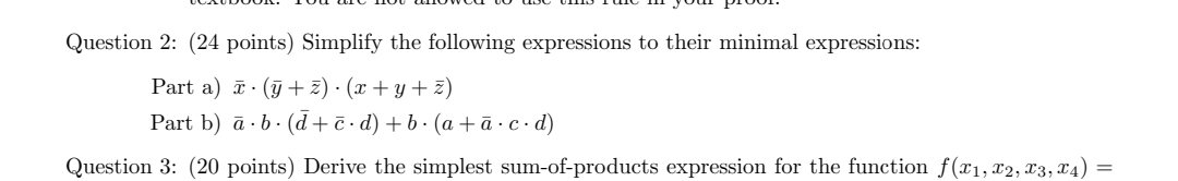 Question 2 : ( 2 4 points ) Simplify the