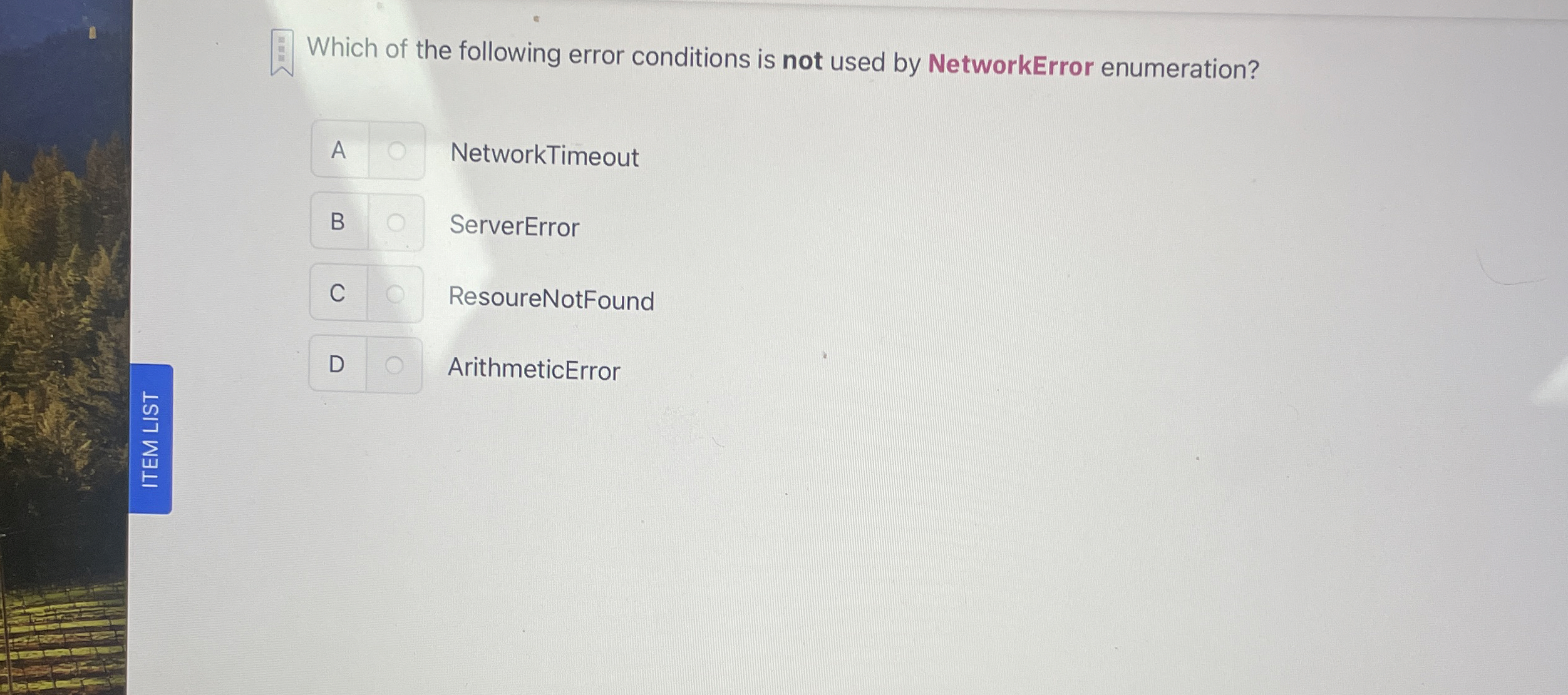 Which of the following error conditions is not