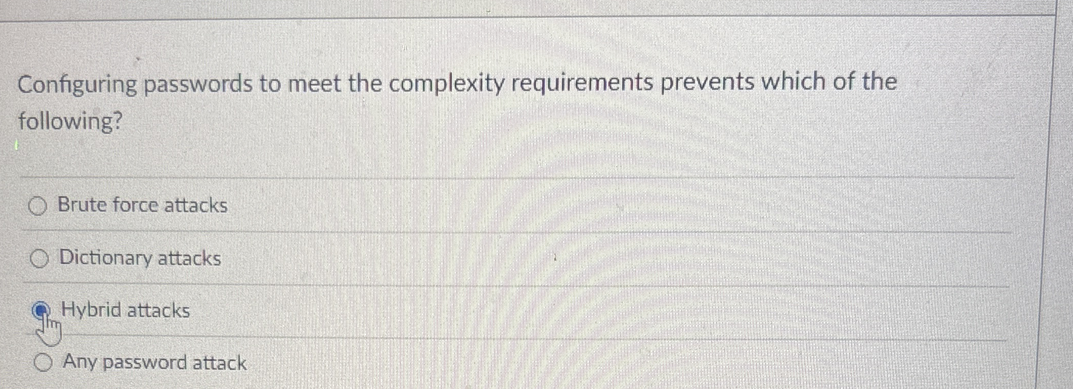 Configuring passwords to meet the complexity
