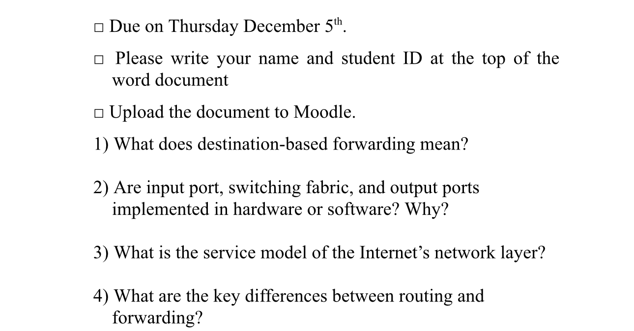 Due on Thursday December 5 t h . Please write