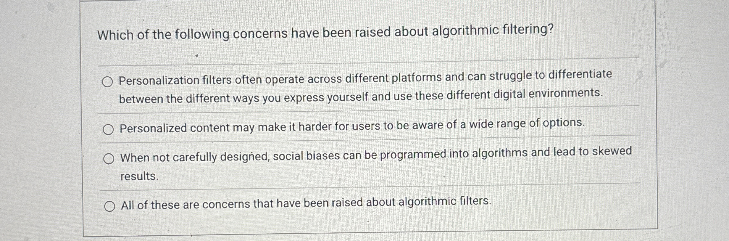 Which of the following concerns have been raised