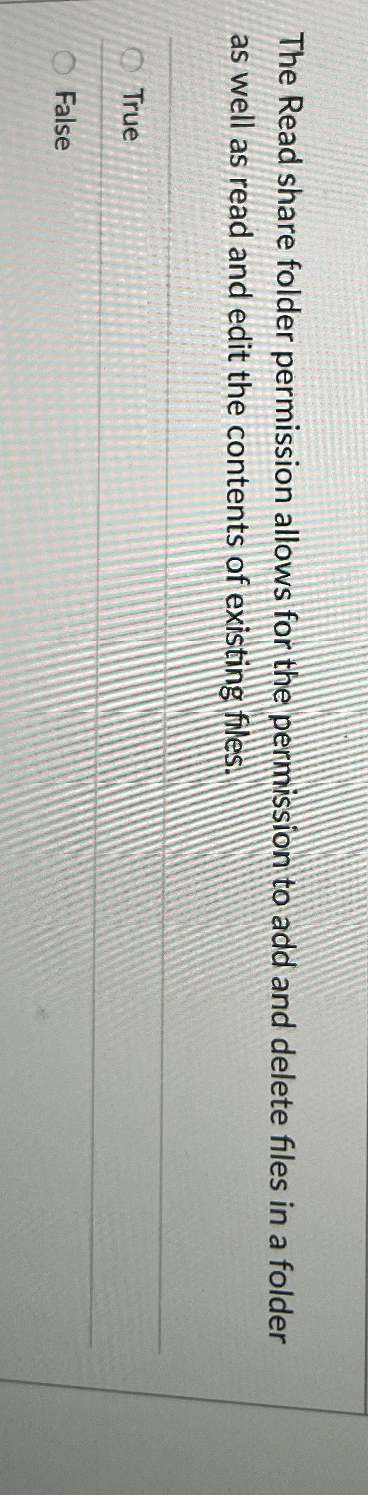 The Read share folder permission allows for the