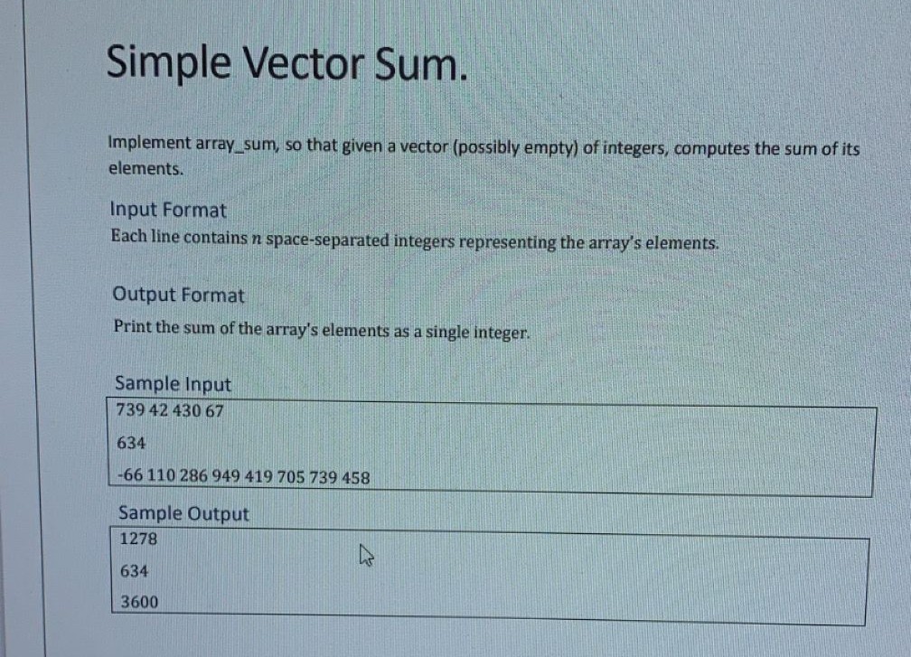 Simple Vector Sum to solve using scala Implement