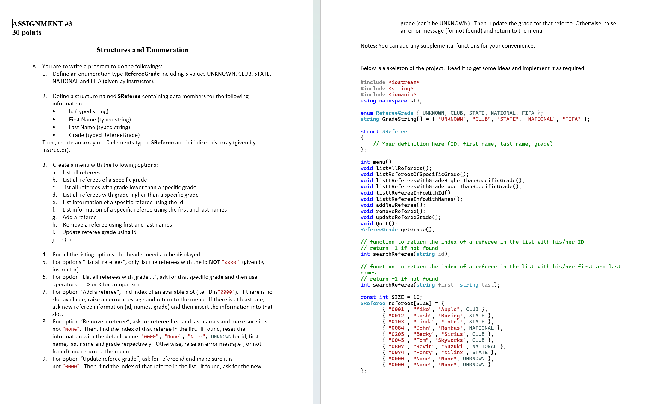 How to solve Structures and Enumeration A . You