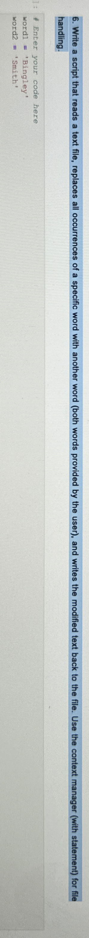 Write a script that reads a text file, replaces