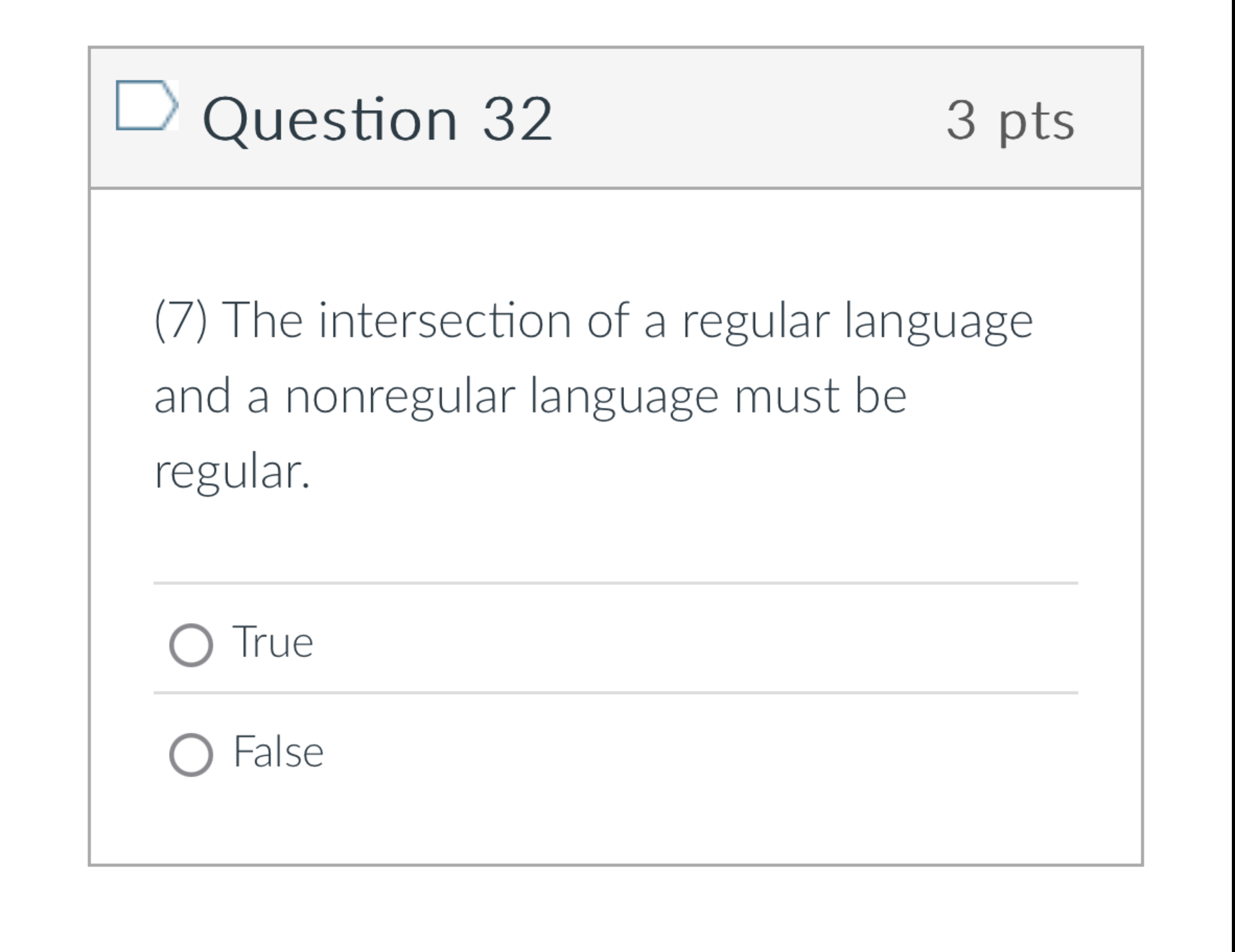 Question 3 2 ( 7 ) The intersection of a regular