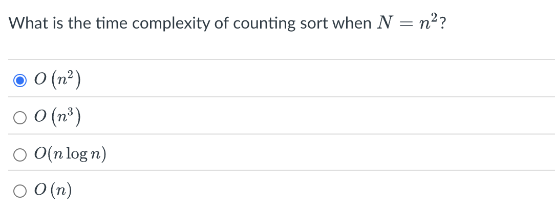 What is the time complexity of counting sort when