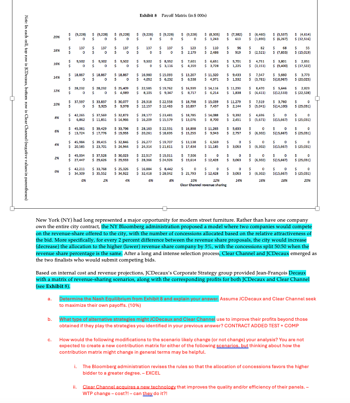 Exhibit 8 Pavoff Matrix ( in \ ( \ $ 0 0 0 \ ) s