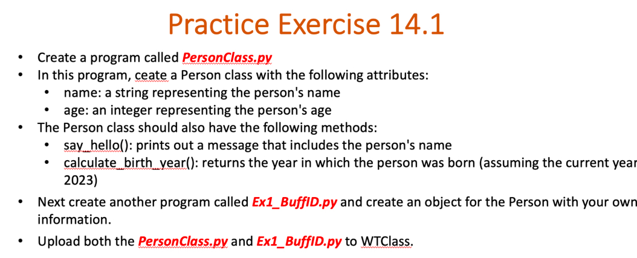 Practice Exercise 1 4 . 1 Create a program called