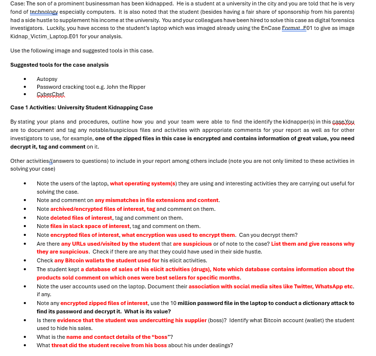 please assist with this digital forensic study