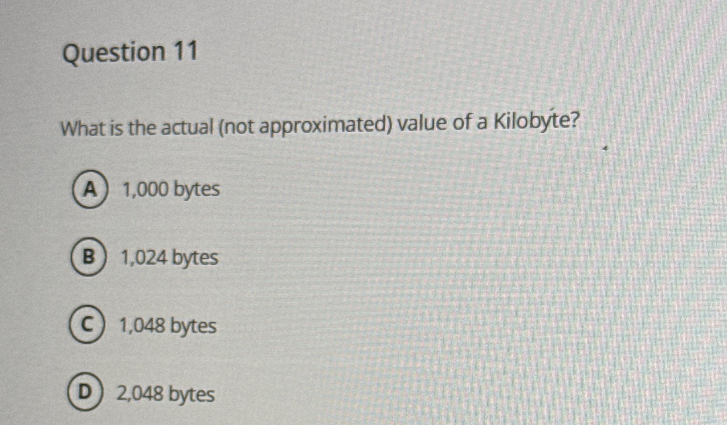 Question 1 1 What is the actual ( not