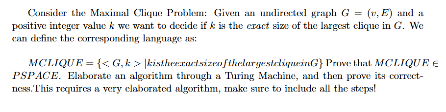 MCLIQUE \ ( = \ { \ mid \ ) k is the exact size