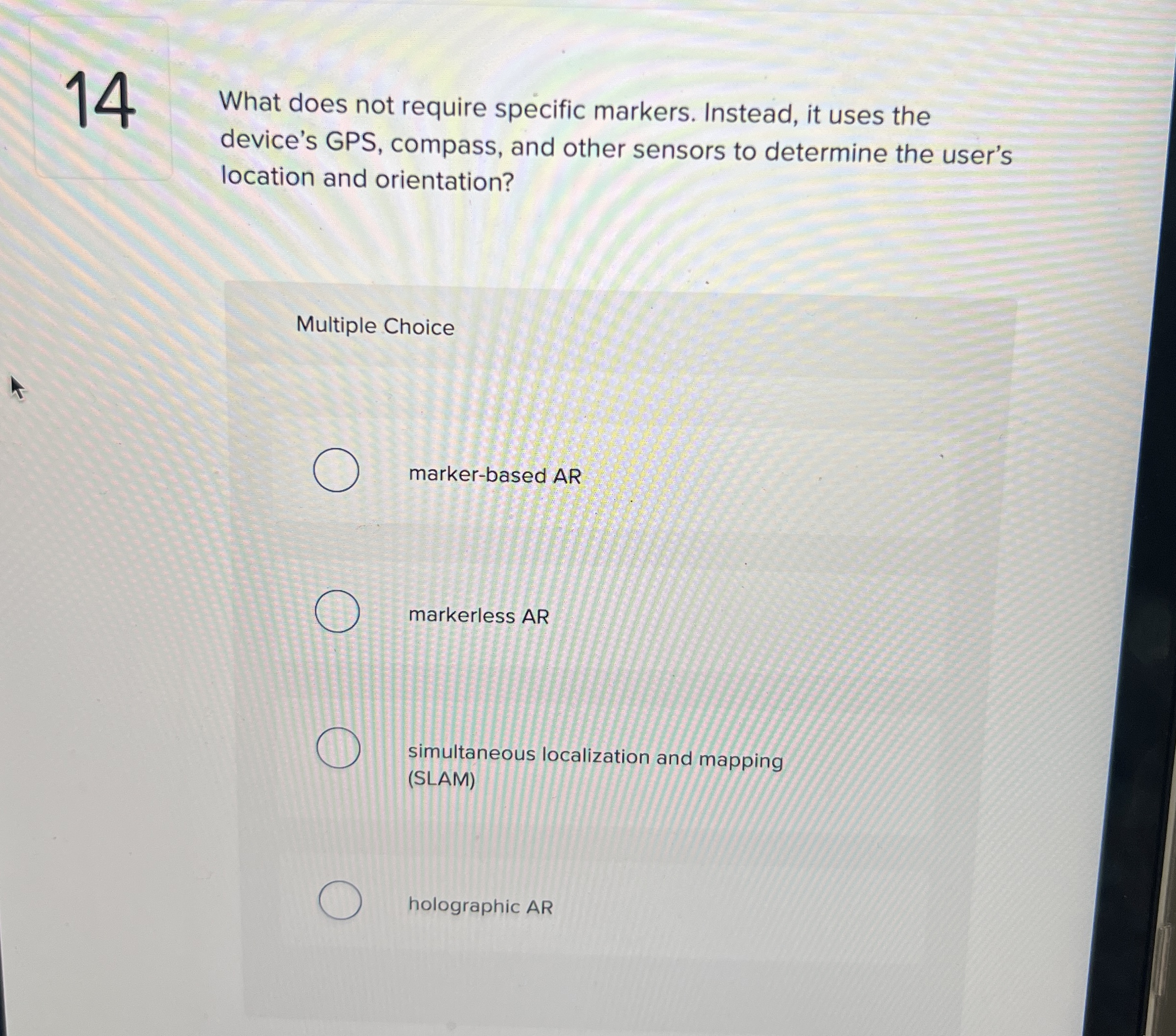 1 4 What does not require specific markers.