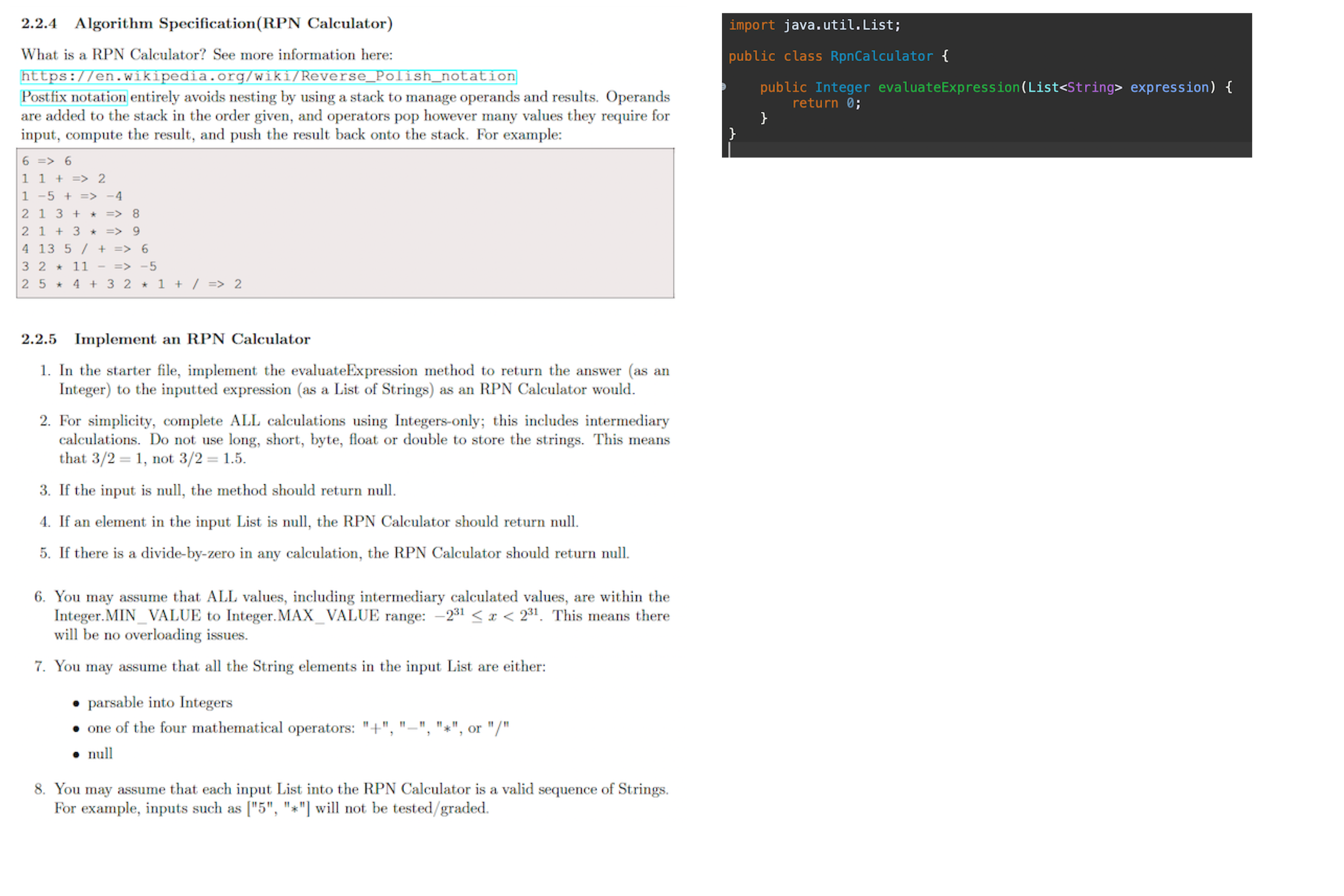 Please complete the RpnCalculator class