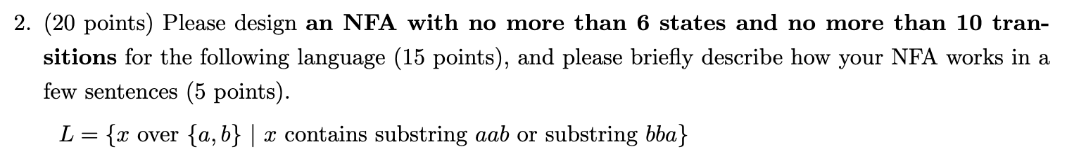 Design an NFA with no more than 6 states and no