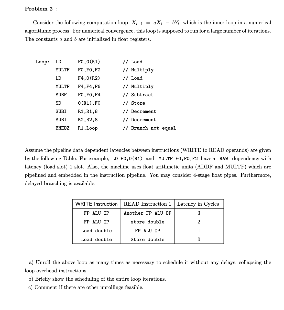 Problem 2 : Consider the following computation