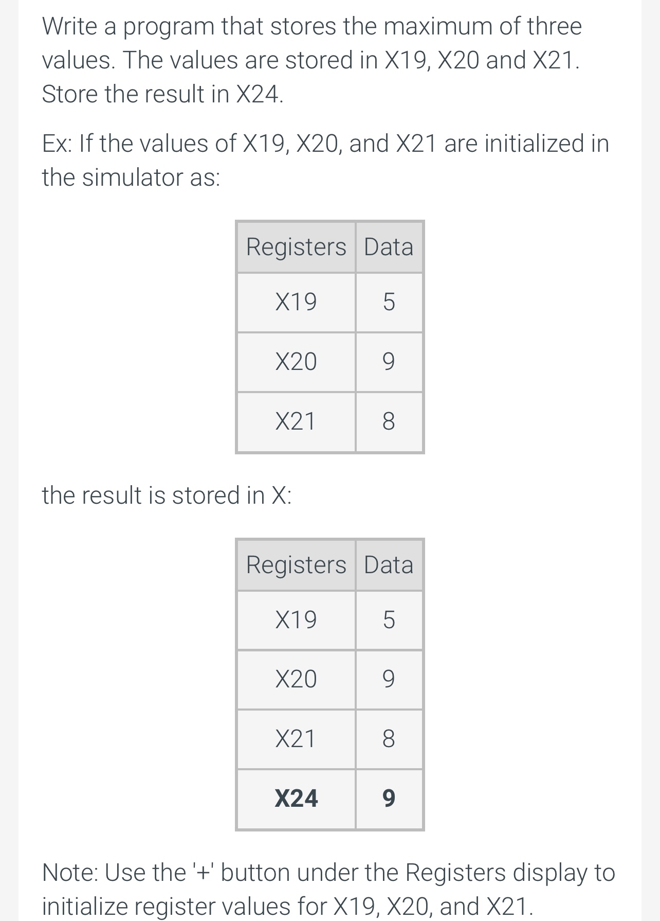 Using legv 8 . Write a program that stores the