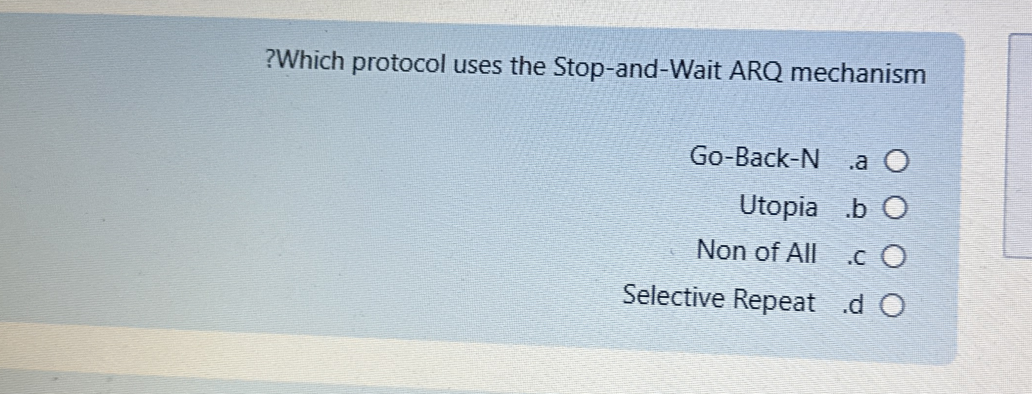 ? Which protocol uses the Stop - and - Wait ARQ