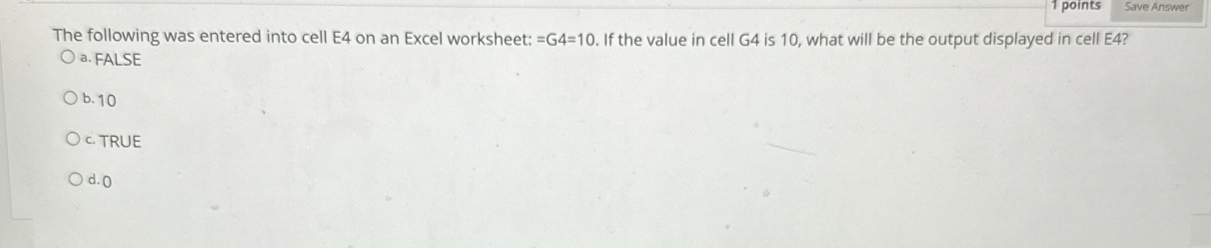 The following was entered into cell E 4 on an
