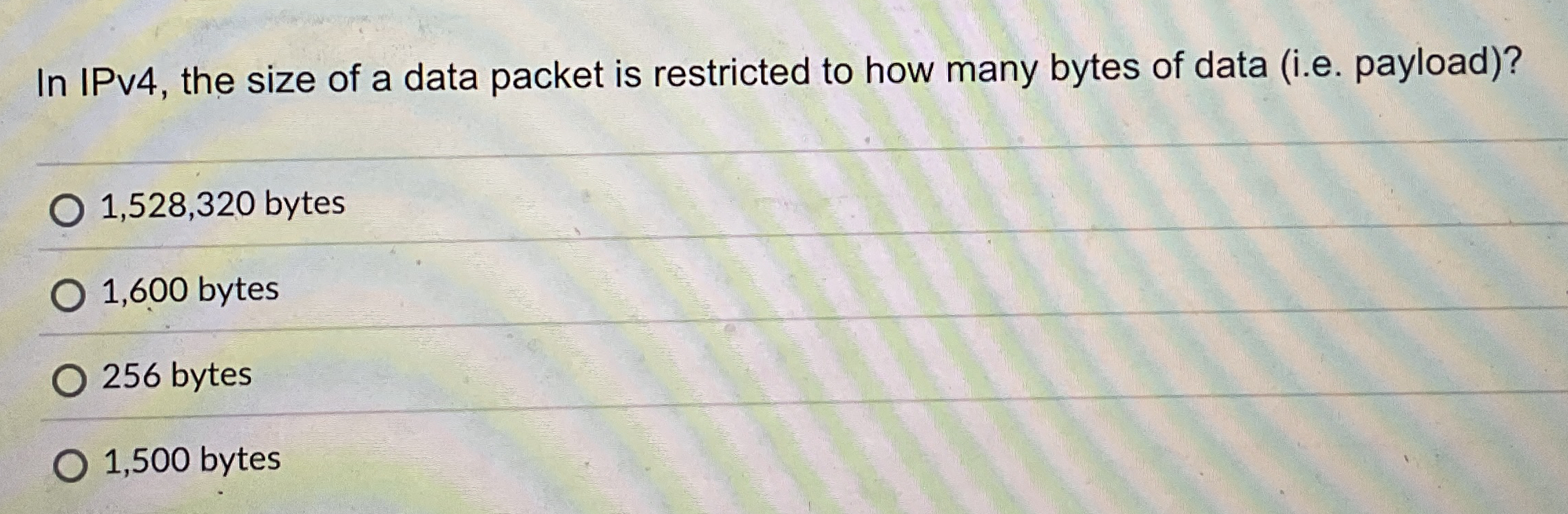 In IPv 4 , the size of a data packet is
