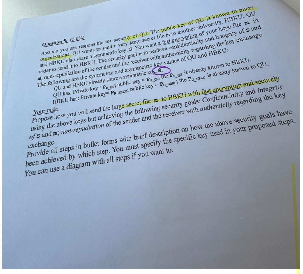 Question 5 : Assume you are responsible for