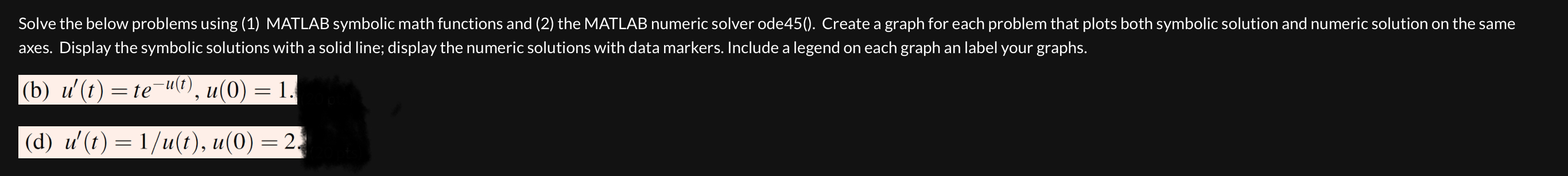 axes. Display the symbolic solutions with a solid