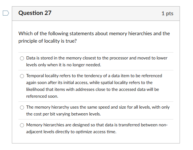 Question 2 7 Which of the following statements