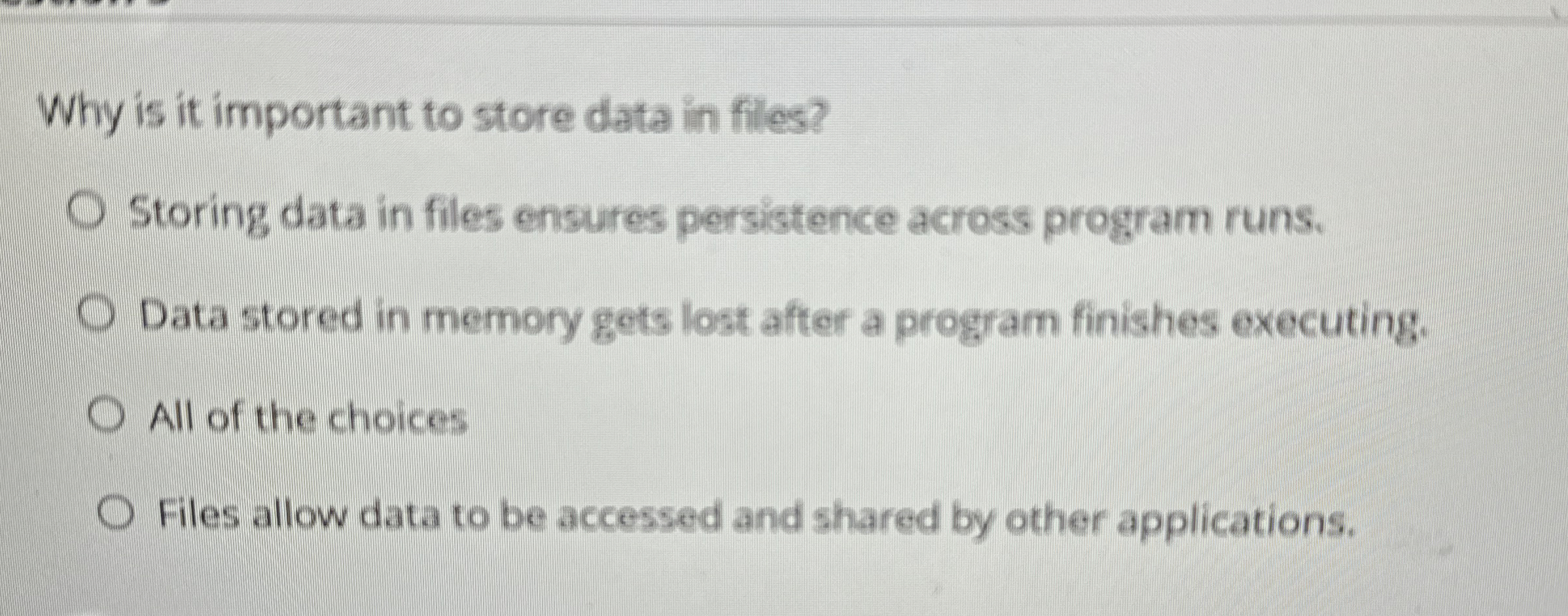 Why is it important to store data in files?