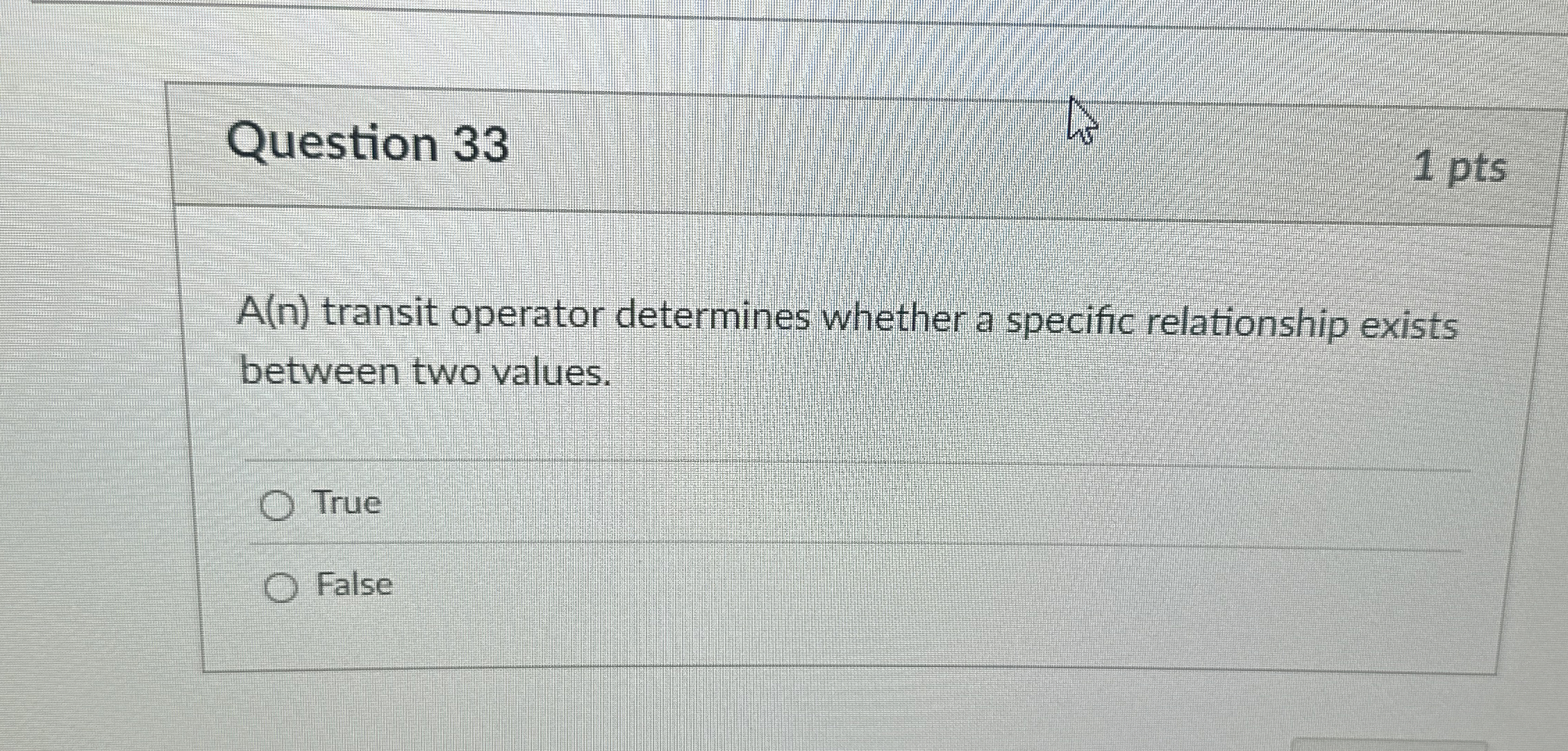 Question 3 3 A ( n ) transit operator determines