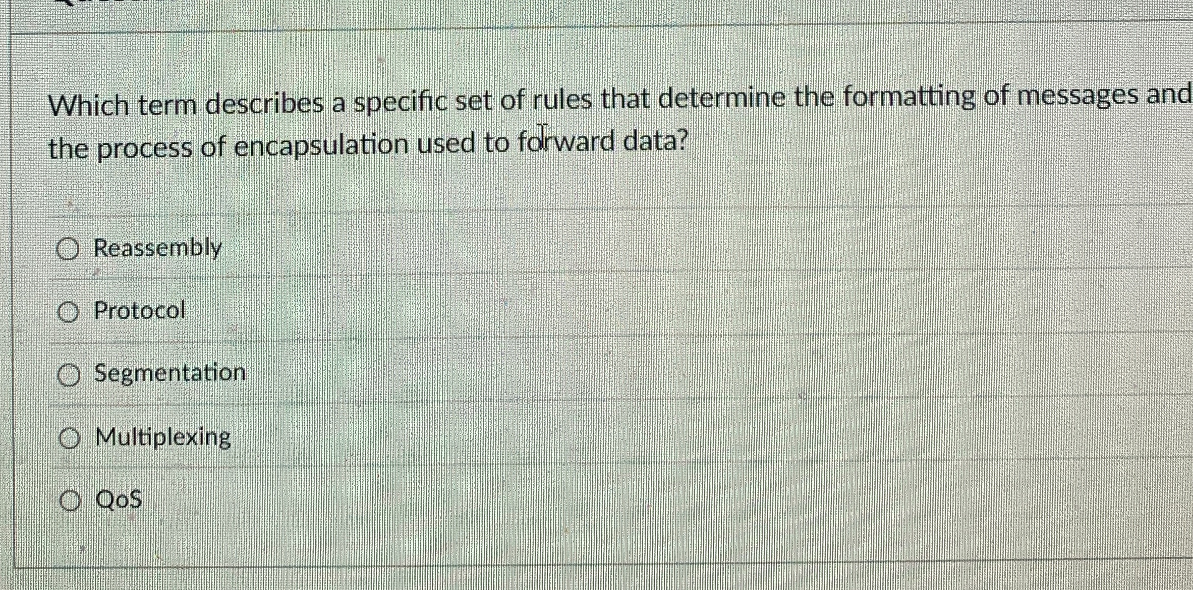 Which term describes a specific set of rules that