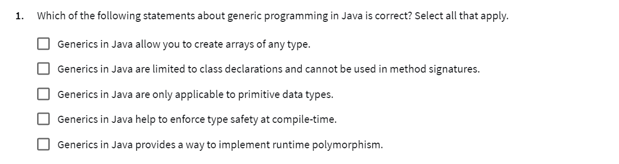Which of the following statements about generic