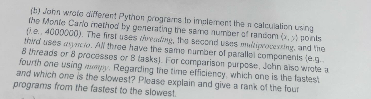( b ) John wrote different Python programs to