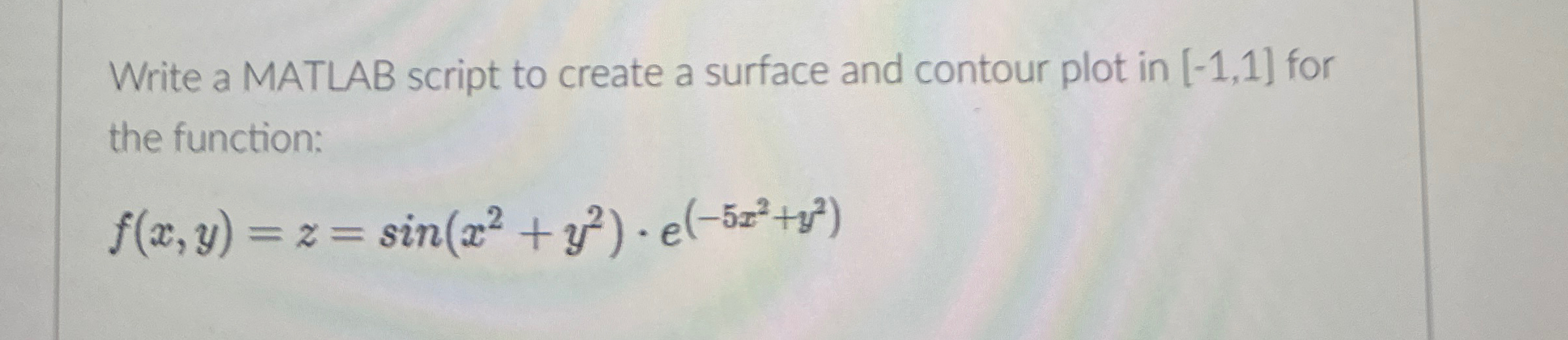 Write a MATLAB script to create a surface and